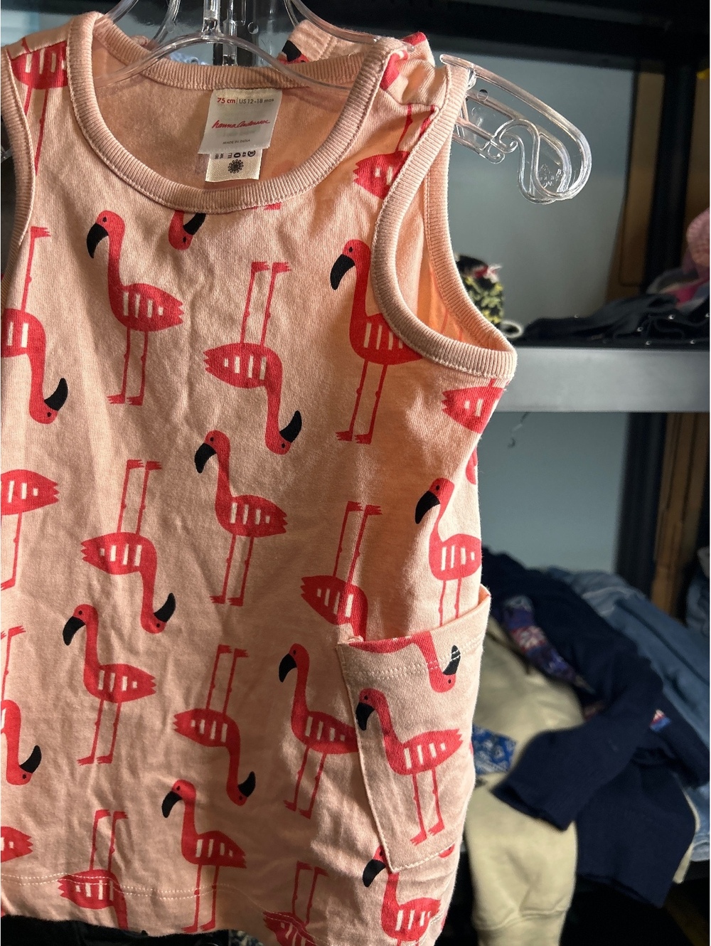 Hanna Andersson Baby Flamingo Print Tank Top and Bloomers Set 12-18 Months